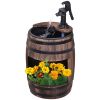 Outsunny 2-Tier Wooden Water Pump Fountain with Flower Box Base Durable Design for Garden Decor