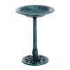 Outsunny 28" Resin Fleur De Lis Bird Bath, Time-Worn Finish - Garden Ornamental Decor