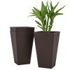 Outsunny 24ft Tall Plastic Planters, Set of 3, with Drainage Hole, Rattan-Style, anti-crack, Outdoor & Indoor, for Office, patios, Brown