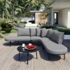GO Patio Half- Moon Curved Outdoor Furniture Sofa Set with Coffee Table, All Weather Iron Frame Outdoor Indoor Conversation Set for 6 People