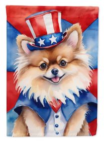 Pomeranian Patriotic American Garden Flag Mailbox Flag Decorative Yard Flag Banner Outside Patio Artwork Yard Flower Beds, Garden Size, Multicolor