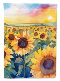 Kansas Sunflowers in Watercolor Garden Flag Mailbox Flag Decorative Yard Flag Banner Outside Patio Artwork Yard Flower Beds, Garden Size, Multicolor