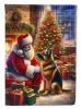 German Shepherd and Santa Claus Garden Flag Mailbox Flag Decorative Yard Flag Banner Outside Patio Artwork Yard Flower Beds, Garden Size, Multicolor
