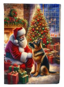 German Shepherd and Santa Claus Garden Flag Mailbox Flag Decorative Yard Flag Banner Outside Patio Artwork Yard Flower Beds, Garden Size, Multicolor