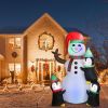 5.9FT Christmas Inflatable Decoration - Snowman & 3 Penguins with 5 LED Lights Includes Stakes/Ropes/Sandbags for Yard, Garden, Outdoor Indoor Decor