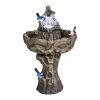 26.7" Tall Outdoor Concrete Bird Bath Fountain with LED Lights - Simulated tree Birdbath Water Fountain with Pedestal for Garden, Patio, Lawn