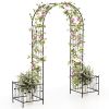 2 in 1 Garden Arbor with 2 Side Planters and 8 Ground Stakes