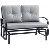 2-Person Outdoor Glider Chair, Patio Double Rocking Loveseat with Steel Frame and Cushions for Backyard, Garden and Porch, Grey