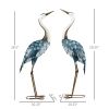 Outsunny 2-Piece Crane Garden Sculptures Blue for Lawn Patio Backyard Decoration 28.5"-29"