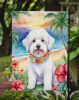 Coton de Tulear Luau Garden Flag Mailbox Flag Decorative Yard Flag Banner Outside Patio Artwork Yard Flower Beds, Garden Size, Multicolor