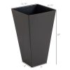 Outsunny 28ft Tall Plastic Planters, Set of 3, square Flower Pot, anti-crack, fade-resistant, Outdoor & Indoor, for lawns, patios, Brown