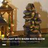 28.3" Solar Water Fountain, 4-Tier Resin Cascading Jars and Stacked Stones Outdoor Waterfall Fountain with LED Lights