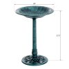 Outsunny 28" Resin Fleur De Lis Bird Bath, Time-Worn Finish - Garden Ornamental Decor