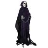 6ft Halloween Decorations Outdoor Life Size Animatronics Grim Reaper with Chain, Sound-Actived Party Decor with Creepy Sound
