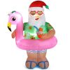 5.9 FT Lighted Christmas Inflatable Decoration, Inflatable Hawaii Santa Claus Outdoor Decoration