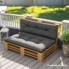 Outsunny 2 Seater Pallet Cushions Outdoor 3.9" Thick Replacement Cushions - Tufted Design for Garden, Patio, Black