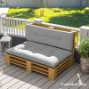 Outsunny 2 Seater Pallet Cushions Outdoor 3.9" Thick Replacement Cushions - Tufted Design for Garden, Patio, Light Gray