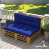 Outsunny 2 Seater Pallet Cushions Outdoor 3.9" Thick Replacement Cushions - Tufted Design for Garden, Patio, Navy Blue