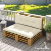 Outsunny 2 Seater Pallet Cushions Outdoor 3.9" Thick Replacement Cushions - Tufted Design for Garden, Patio, Cream White