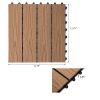 Outsunny Quick Interlocking Flooring Patio Deck Tiles 12"x 12" Wood-Plastic Composite 11PCS Teak