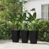 Outsunny Rattan-Style Plastic Planters with Drainage Holes, Set of 3 - 24 Inch Height, Black