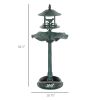 Outsunny Bird Bath Bowl, 3-in-1 Pedestal Birdbath with Bird Feeder and Flower Planter, Large Water Basin, Outdoor, Green