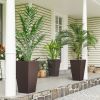 Outsunny 24ft Tall Plastic Planters, Set of 3, with Drainage Hole, Rattan-Style, anti-crack, Outdoor & Indoor, for Office, patios, Brown