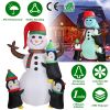 5.9FT Christmas Inflatable Decoration - Snowman & 3 Penguins with 5 LED Lights Includes Stakes/Ropes/Sandbags for Yard, Garden, Outdoor Indoor Decor