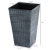 Outsunny Rattan-Style Plastic Planters with Drainage Holes, Set of 3 - 24 Inch Height, Grey