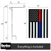 Combo Pack Garden Flag Stand Black 36x16 Inch & Garden Flag Thin Blue and Red Line 12x18 Inch