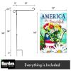 Combo Pack Garden Flag Stand Black 36x16 Inch & Garden Flag America the Beautiful Spring Flowers Watering Can 12x18 Inch