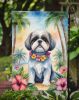 Shih Tzu Luau Garden Flag Mailbox Flag Decorative Yard Flag Banner Outside Patio Artwork Yard Flower Beds, Garden Size, Multicolor