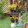 Outsunny 2-Tier Wooden Water Pump Fountain with Flower Box Base Durable Design for Garden Decor