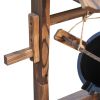 Outdoor Wooden Wishing Well Fountain with Adjustable Water Flow Rate, Outdoor Rustic Waterfall Fountain with Electric Pump, Water Bucket