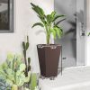 Outsunny 24ft Tall Plastic Planters, Set of 3, with Drainage Hole, Rattan-Style, anti-crack, Outdoor & Indoor, for Office, patios, Brown