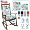2Pcs Rocking Chair Cushion Upper And Lower Back And Seat Sets with Non-Slip Ties Polyester Fiber Filling Comfortable for Indoor Home Office Car