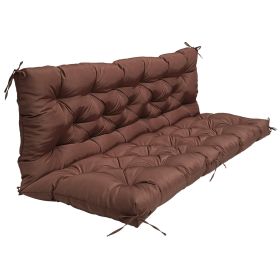 2-3 Seater Swing Cushion Waterproof Outdoor Swing Cushions Replacement Swing Bench Pads Chair Mat with Backrest 8 Tie Straps 59x43.3x3.9in for Patio F (Option: SwingCushionDarkCoffee)