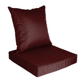 Outdoor Seat Cushion Set Waterproof Patio Furniture Cushion and Back Pillow Fade Resistant Deep Seat Set Chair Pad with Removable Cover for Chair Sofa (Option: SeatCushionJujubeRed)