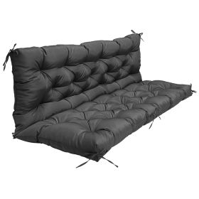 2-3 Seater Swing Cushion Waterproof Outdoor Swing Cushions Replacement Swing Bench Pads Chair Mat with Backrest 8 Tie Straps 59x43.3x3.9in for Patio F (Option: SwingCushionBlack)