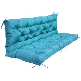 2-3 Seater Swing Cushion Waterproof Outdoor Swing Cushions Replacement Swing Bench Pads Chair Mat with Backrest 8 Tie Straps 59x43.3x3.9in for Patio F (Option: SwingCushionLightBlue)