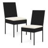 PE Wicker Patio Chairs Set of 2/4 with Cushions for Porch Deck Garden and Backyard