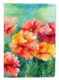Ohio Scarlet Carnations in Watercolor Garden Flag Mailbox Flag Decorative Yard Flag Banner Outside Patio Artwork Yard Flower Beds, Garden Size (Default: Default)
