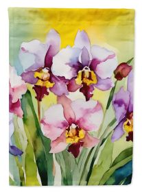 Orchids in Watercolor Garden Flag Mailbox Flag Decorative Yard Flag Banner Outside Patio Artwork Yard Flower Beds, Garden Size, Multicolor (Default: Default)
