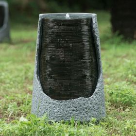 17x17x26" indoor outdoor Polyresin Water Fountain, Unique Broken Urn Fountain Chic Dynamic Modern Design with Light for Garden, Lawn, Backyard, Porch (Color: as Pic)