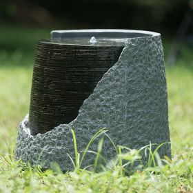 20x20x18" indoor outdoor Polyresin Water Fountain, Unique Broken Urn Fountain Chic Dynamic Modern Design with Light for Garden, Lawn, Backyard, Porch (Color: as Pic)