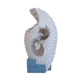 16.9x10.2x31.9" White Abstract Water Fountain with Blue Base with Light, for Indoor and Outdoor (Color: as Pic)