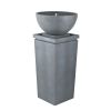 44.5" Polyresin Gray Zen Bowl Water Fountain, Outdoor Bird Feeder /Bath Fountains, Relaxing Water Feature for Garden Lawn Backyard Porch